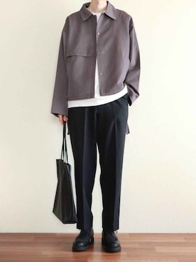「EMMA CLOTHES（エマクローズ）のアイテム（ブルゾン）」を使った、kitsuneさん（メンズ・182cm）の秋コーディネート