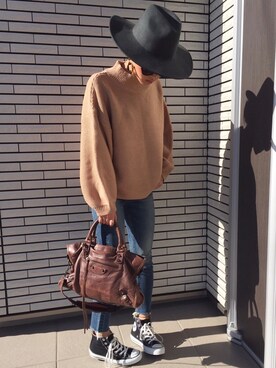 「Ameri（アメリ）のアイテム（ハット）」を使った、12anna23さん（レディース・159cm）の冬コーディネート