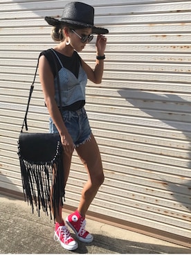 「rienda（リエンダ）のアイテム（キャップ）」を使った、12anna23さん（レディース・159cm）の夏コーディネート