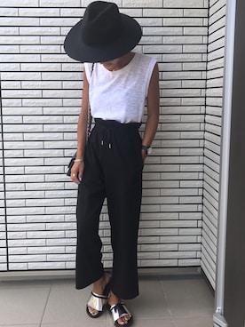 「AVAN LILY（アヴァンリリィ）のアイテム（帽子）」を使った、12anna23さん（レディース・159cm）の夏コーディネート