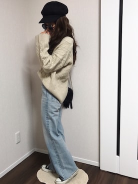 「SLY（スライ）のアイテム（キャスケット）」を使った、12anna23さん（レディース・159cm）の秋コーディネート