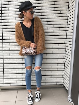 「SLY（スライ）のアイテム（キャスケット）」を使った、12anna23さん（レディース・159cm）の秋コーディネート