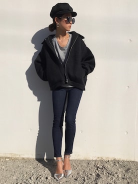 「SLY（スライ）のアイテム（キャスケット）」を使った、12anna23さん（レディース・159cm）の冬コーディネート
