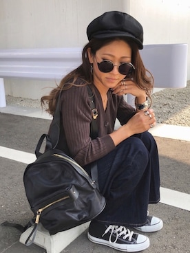 「SLY（スライ）のアイテム（キャスケット）」を使った、12anna23さん（レディース・159cm）の春コーディネート