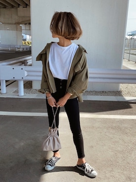 「DHOLIC（ディーホリック）のアイテム（その他アウター）」を使った、12anna23さん（レディース・159cm）の春コーディネート