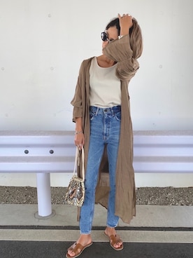 「MOUSSY（マウジー）のMVS SKINNY（デニムパンツ）」を使った、12anna23さん（レディース・159cm）の春コーディネート