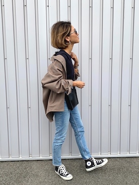 「MOUSSY（マウジー）のMVS SKINNY（デニムパンツ）」を使った、12anna23さん（レディース・159cm）の秋コーディネート