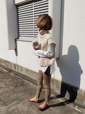 「DHOLIC STYLE（ディーホリックスタイル）のアイテム（ベスト）」を使った、12anna23さん（レディース・159cm）の冬コーディネート