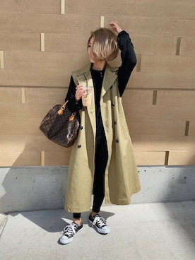 「MOUSSY（マウジー）のアイテム（トレンチコート）」を使った、12anna23さん（レディース・159cm）の春コーディネート