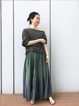 「アイテム（スカート）」を使った、mizunaさん（メンズ・162cm）の春コーディネート