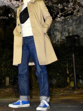 「平成最後のWEARISTAセンバツ」｜「アイテム（ステンカラーコート）」を使った、8fi_eldさん（メンズ・171cm）の春コーディネート