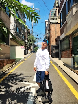 「Have a good time（ハバグッタイム）のアイテム（パーカー）」を使った、edrui0102さん（メンズ・175cm）の夏コーディネート