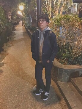 「デニムセットアップ風」｜SUPERBOYさん（メンズ・163cm）の冬コーディネート