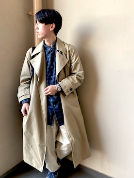 「ネルシャツ」｜「アイテム（トレンチコート）」を使った、りょう(ちょっと間おやすみ中！！)さん（メンズ・170cm）の冬コーディネート