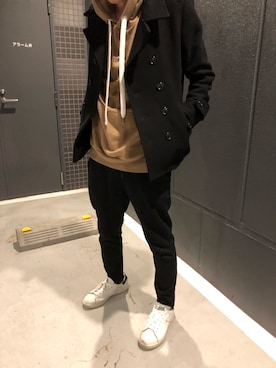 「CONVERSE（コンバース）のアイテム（パーカー）」を使った、beginさん（メンズ・175cm）の冬コーディネート