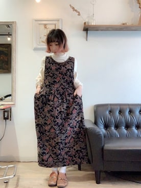 「VINTAGE（ヴィンテージ）のアイテム（スリッポン）」を使った、vecc520kozueさん（レディース・150cm）の春コーディネート