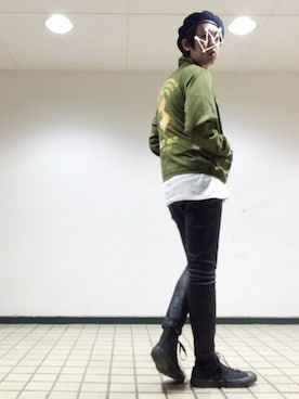「INFIELDER DESIGN（インフィールダーデザイン）のアイテム（ハンチング/ベレー帽）」を使った、kzさん（メンズ・173cm）の春コーディネート