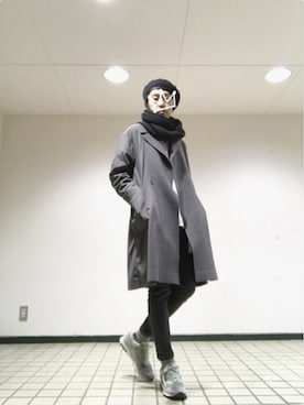 「INFIELDER DESIGN（インフィールダーデザイン）のアイテム（ハンチング/ベレー帽）」を使った、kzさん（メンズ・173cm）の冬コーディネート