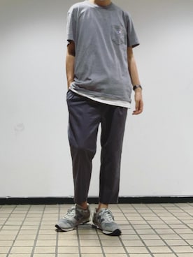 「アイテム（スラックス）」を使った、kzさん（メンズ・174cm・30代）の夏コーディネート