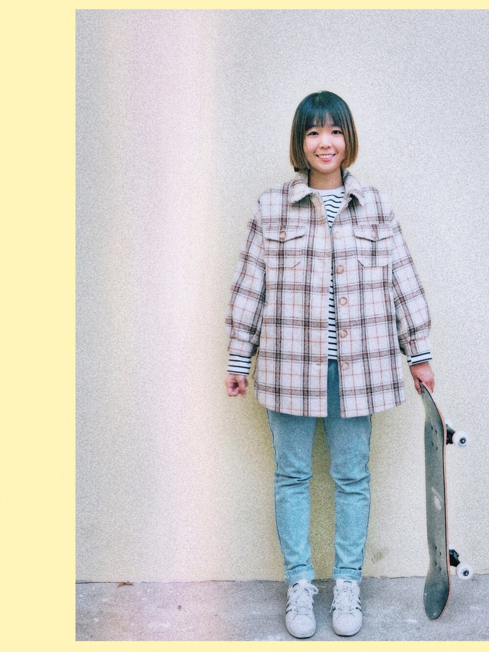 「bigfishのアイテム（デニムパンツ、ブルー系）」を使った、桃子心里没有虫さん（レディース・172cm）の秋コーディネートの1枚目の写真