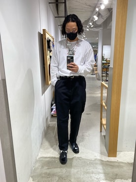 「XLARGE（エクストララージ）のアイテム（パンツ、ブラック系）」を使った、井原翔さん（メンズ・187cm）の冬コーディネート