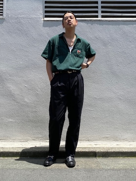 「XLARGE（エクストララージ）のアイテム（パンツ、ブラック系）」を使った、井原翔さん（メンズ・187cm）の春コーディネート