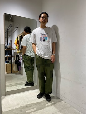 「XLARGE（エクストララージ）のアイテム（Tシャツ/カットソー、ホワイト系）」を使った、井原翔さん（メンズ・187cm）の春コーディネート