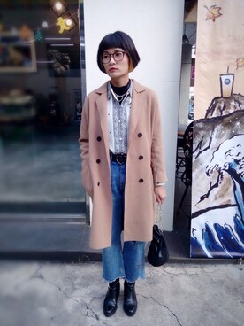 「水玉」｜「アイテム（ブーティ）」を使った、AGさん（レディース・160cm）の冬コーディネート