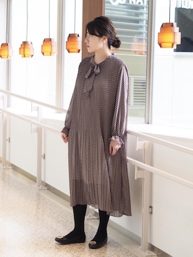 「TORY BURCH（トリーバーチ）のアイテム（パンプス）」を使った、AYUMIさん（レディース・157cm）の冬コーディネート