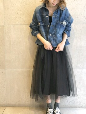 「H&M（エイチ・アンド・エム）のアイテム（スカート）」を使った、miha.さん（レディース・160cm）の春コーディネート
