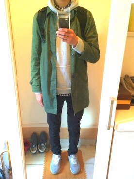 「アイテム（ステンカラーコート）」を使った、Hさん（メンズ・184cm・10代）の冬コーディネート