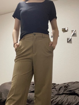 「GU（ジーユー）のアイテム（トップス、ブラック系）」を使った、ナナさん（レディース・174cm）の春コーディネート
