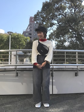 「MILKFED.」｜「アイテム（スリッポン）」を使った、杉本  奈々子さん（レディース・155cm）の秋コーディネート