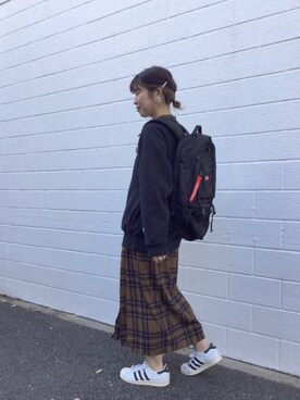 「アイテム（ドレス、ブラウン系）」を使った、杉本  奈々子さん（レディース・155cm）の秋コーディネート