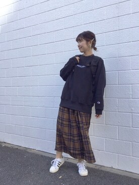 「アイテム（ドレス、ブラウン系）」を使った、杉本  奈々子さん（レディース・155cm）の秋コーディネート