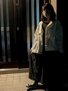 「ニコアンド」｜「アイテム（ノーカラージャケット）」を使った、ひ子さん（レディース・153cm）の春コーディネート