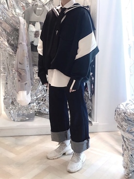 「19ss」｜「アイテム（スウェット）」を使った、onakaさん（メンズ・174cm）の春コーディネート