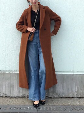 「ADAM ET ROPE'（アダムエロペ）のアイテム（チェスターコート）」を使った、nagiさん（レディース・171cm）の冬コーディネート