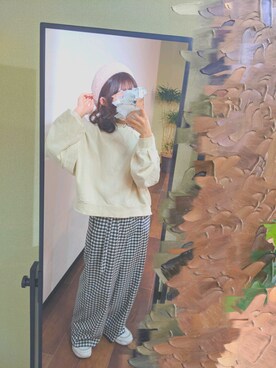 「おうちスタイル」｜「アイテム（ハンチング/ベレー帽）」を使った、のさん（レディース・152cm）の春コーディネート