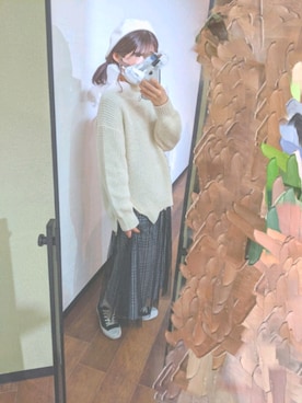 「haco!（ハコ）のアイテム（スカート、グレー系）」を使った、のさん（レディース・152cm）の春コーディネート