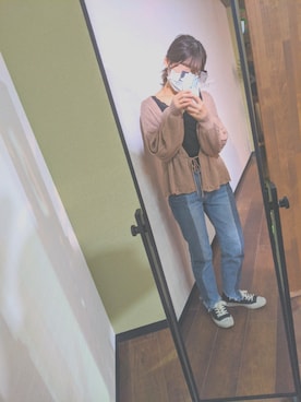 「不明のアイテム（デニムパンツ、ブルー系）」を使った、のさん（レディース・152cm）の春コーディネート