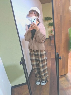 「AMERICAN HOLIC（アメリカンホリック）のアイテム（パンツ、ブラウン系）」を使った、のさん（レディース・152cm）の春コーディネート