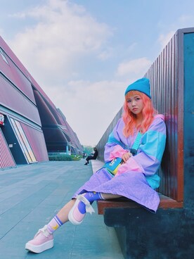 「MONKI（モンキ）のアイテム（帽子）」を使った、LalaisMi Waiさん（レディース・154cm）の冬コーディネート