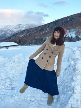 「NET（ネット）のアイテム（ダッフルコート）」を使った、怪淇さん（レディース・155cm）の秋コーディネート