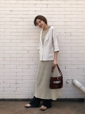 「クリアサンダル」｜「アイテム（その他アウター）」を使った、Kawasumi  Tomomiさん（レディース・160cm）の春コーディネート