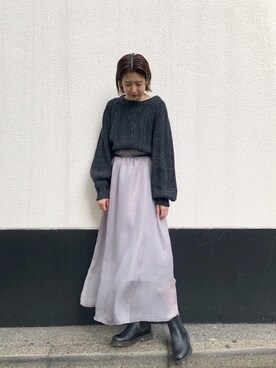 Kawasumi  Tomomiさんの「シャイニーシフォンフレアスカート」を使ったコーディネート