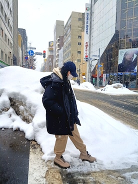 「WINTER STYLE」｜「アイテム（キャップ）」を使った、マルティーナさん（レディース・170cm）の春コーディネート