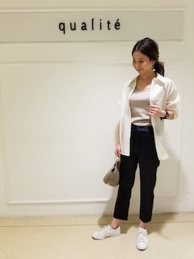 「サテンパンツ」｜「アイテム（キャミソール）」を使った、miyoさん（レディース・164cm）の春コーディネート