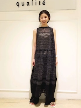 「qualite（カリテ）のアイテム（ワンピース）」を使った、miyoさん（レディース・164cm）の春コーディネート