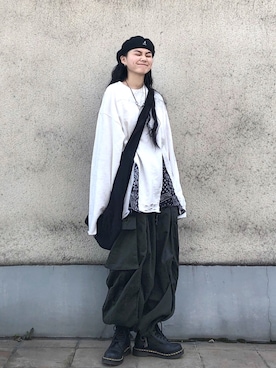 「日系极简」｜「アイテム（ブーツ）」を使った、邋遢小叽さん（レディース・160cm）の冬コーディネート